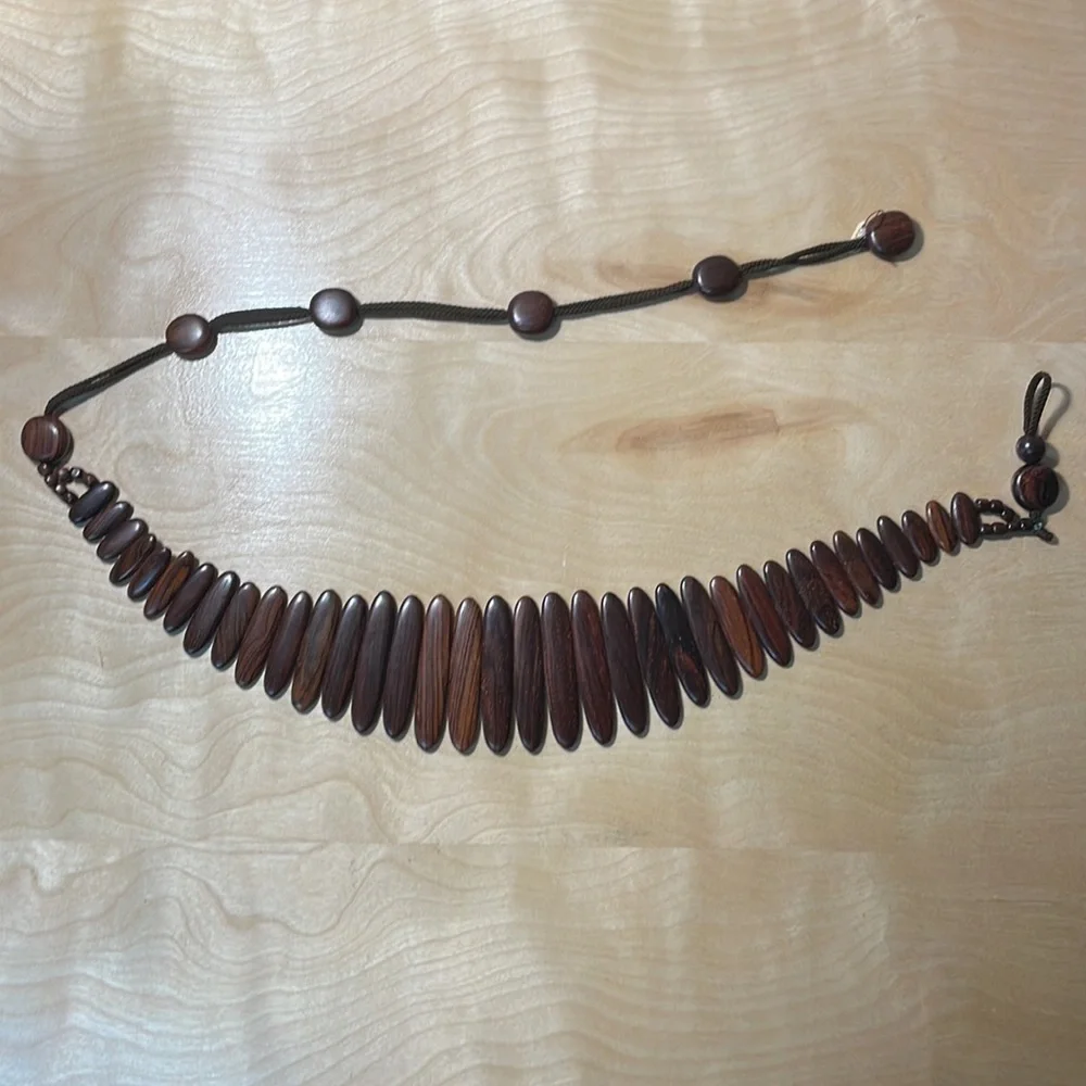 Handcrafted Wood Statement Belt - Brown - Picture 2 of 11